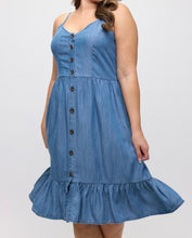Load image into Gallery viewer, Chambray Button Front Dress