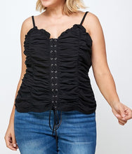 Load image into Gallery viewer, Ruched Lace Up Cami Top

