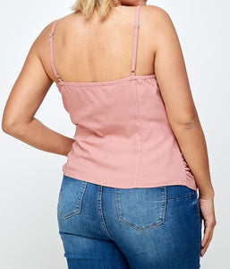 Ruched Lace Up Cami Top