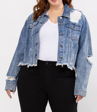 Load image into Gallery viewer, Uneven Frayed Destroy Acid Fitted Denim Jacket