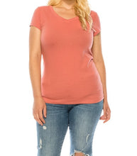 Load image into Gallery viewer, Plus Basic V Neck Short Sleeve Top