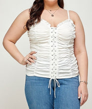 Load image into Gallery viewer, Ruched Lace Up Cami Top
