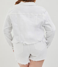 Load image into Gallery viewer, Cropped Frayed Fitted Denim Jacket
