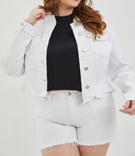 Load image into Gallery viewer, Cropped Frayed Fitted Denim Jacket