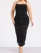 Load image into Gallery viewer, Rhinestone Sheer Mesh Maxi Dress