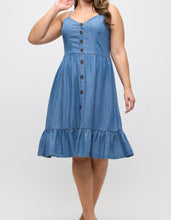 Load image into Gallery viewer, Chambray Button Front Dress
