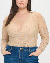 Load image into Gallery viewer, Rhinestone Embellished Mesh Bodysuit