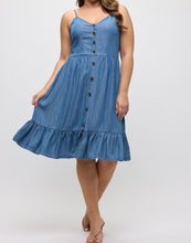 Load image into Gallery viewer, Chambray Button Front Dress