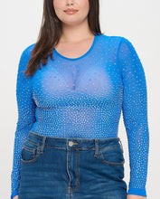 Load image into Gallery viewer, Rhinestone Embellished Mesh Bodysuit