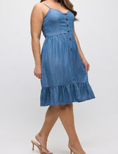 Load image into Gallery viewer, Chambray Button Front Dress