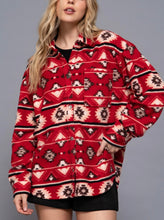 Load image into Gallery viewer, Printed Long Sleeve Fleece Shacket