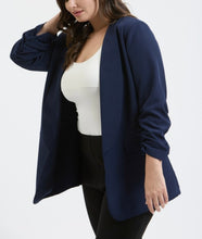 Load image into Gallery viewer, Ruched 3/4 sleeve blazer