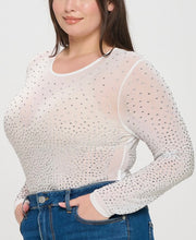 Load image into Gallery viewer, Rhinestone Embellished Mesh Bodysuit