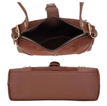 Load image into Gallery viewer, Faux Suede Buckle Stud Design Zipper Shoulder Bag
