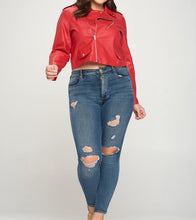 Load image into Gallery viewer, Plus Faux Leather Moto Jacket