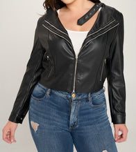 Load image into Gallery viewer, Faux Leather Biker Jacket