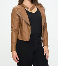Load image into Gallery viewer, Faux Leather Biker Jacket