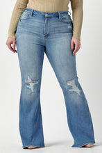 Load image into Gallery viewer, High Rise Long Inseam Slit Flare Jeans