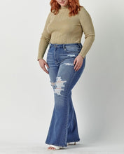 Load image into Gallery viewer, High Rise Distress Super Flare Jeans