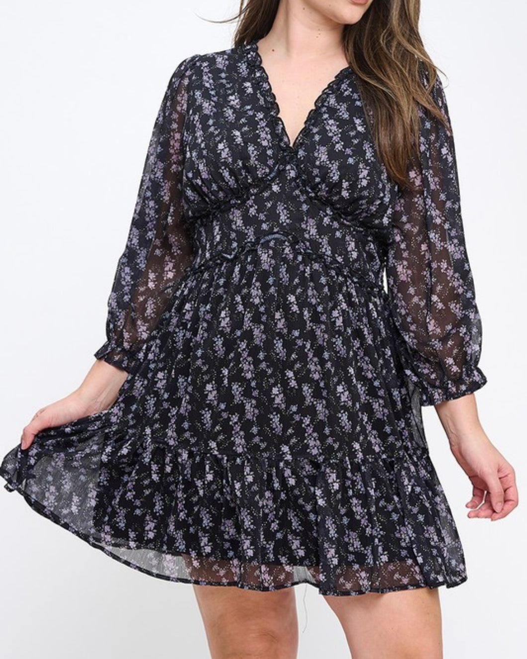 Floral print fit and flare mini dress