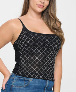 Rhinestone cami crop top