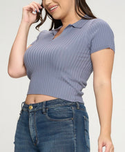 Load image into Gallery viewer, Ribbed Fitted Short Sleeve Top
