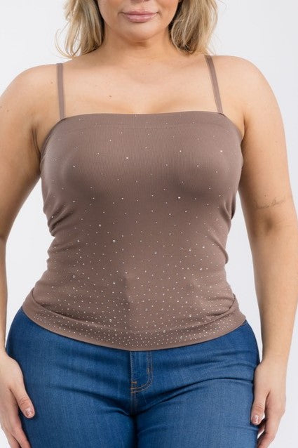 Rhinestone Studded Seamless Cami Top