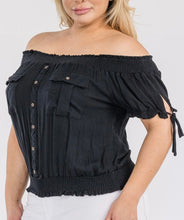 Load image into Gallery viewer, Smocked neckline off shoulder top
