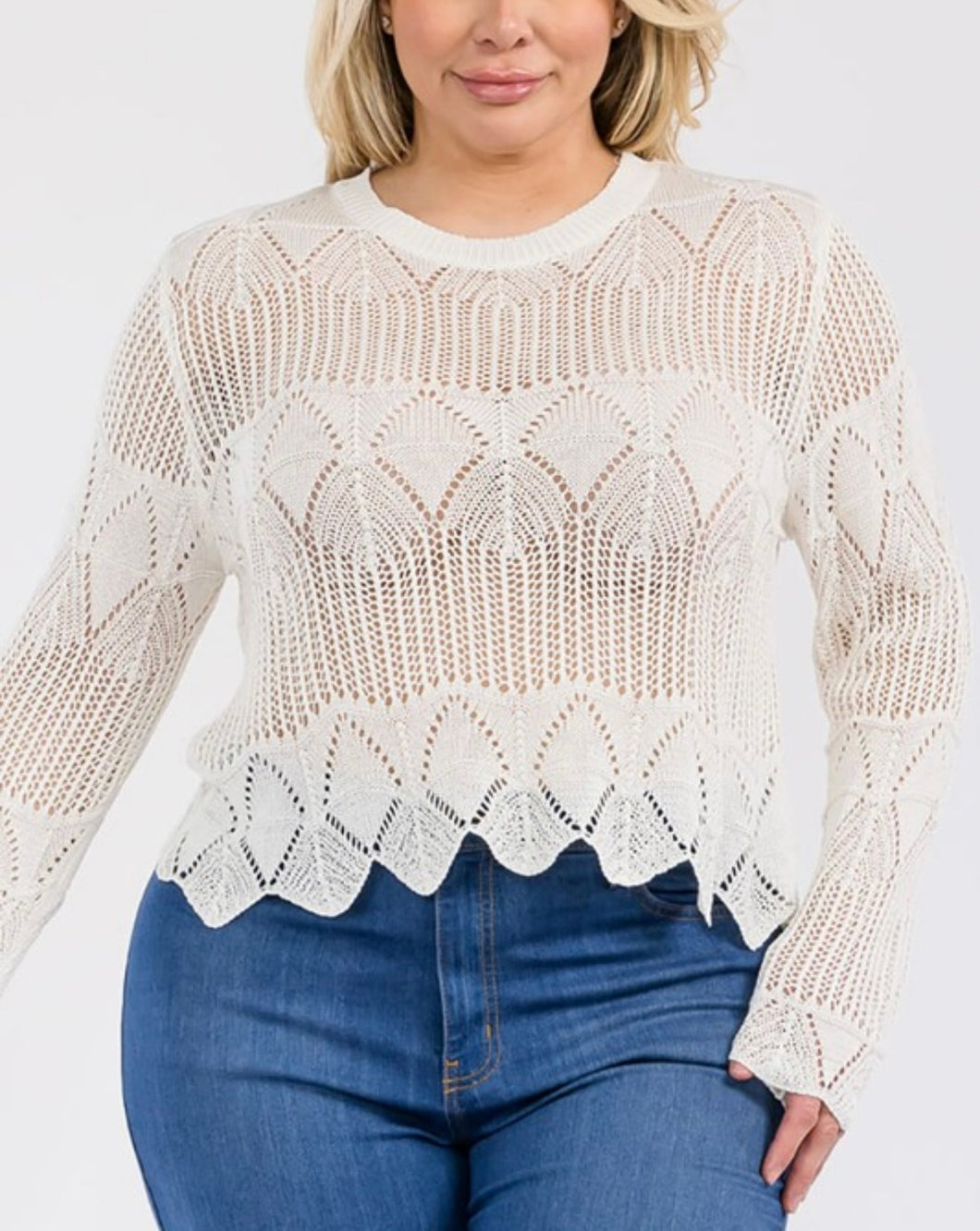 Long Sleeve Crochet Lace Top