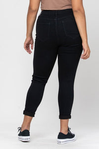Mid Rise Pull On Crop Skinny Jeans
