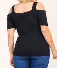 Load image into Gallery viewer, Button Trim Cold Shoulder Top

