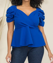 Load image into Gallery viewer, Peplum Puff Sleeve Top
