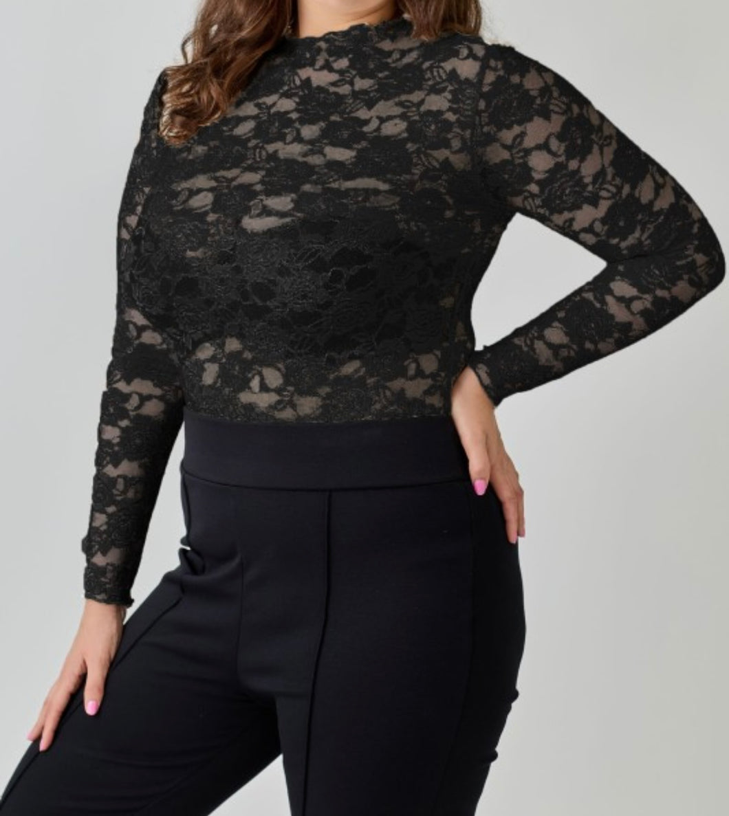 Floral lace sheer top