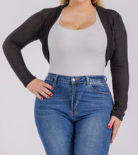 Load image into Gallery viewer, Rib crop long sleeve shrug bolero
