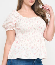 Load image into Gallery viewer, Floral print smocked top
