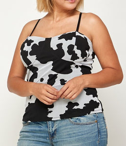 Cow Print Bustier Top