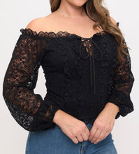 Load image into Gallery viewer, Stretch Lace Off Shoulder Top
