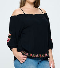 Load image into Gallery viewer, Cold Shoulder Embroidered Top
