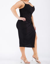 Load image into Gallery viewer, Cowl Neck Side Slit Midi Dress
