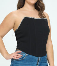 Load image into Gallery viewer, Rhinestone Trim Corset Tube Top
