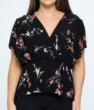 Load image into Gallery viewer, Surplice Floral Peplum Top
