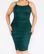 Load image into Gallery viewer, Ruched Mesh Bodycon Midi Dress
