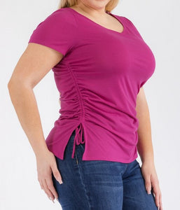 Side Ruched Short Sleeve Top