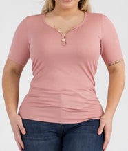 Load image into Gallery viewer, Ribbed Button Detail Short Sleeve Top
