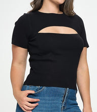 Load image into Gallery viewer, Crew Neck Cutout Short Sleeve Top
