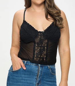 Mesh Lace Cropped Bustier Top