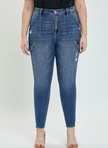 High Rise Cargo Skinny Jeans