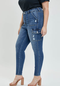 High Rise Cargo Skinny Jeans