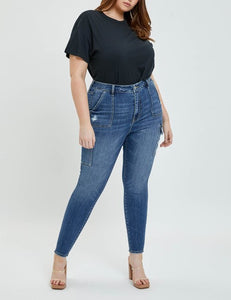 High Rise Cargo Skinny Jeans