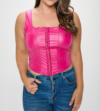 Load image into Gallery viewer, PU Leather Hook and Eye Corset Top

